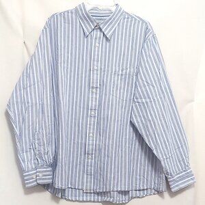 Sonoma Men's Blue & White Stripe. Button Down, Long Sleeve Dress Shirt